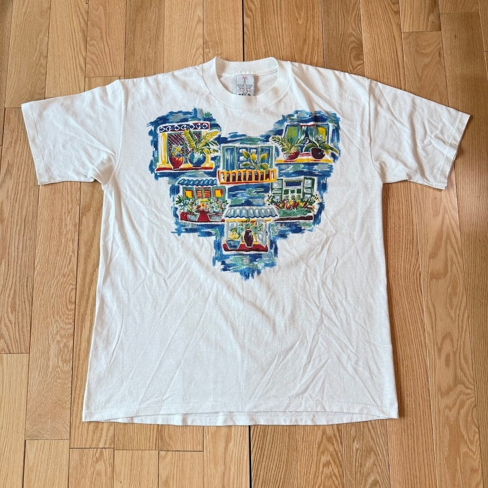 Vintage KWBL Los Angeles 1994 Floral Graphic Single Stitch Tee Adult One Size M?